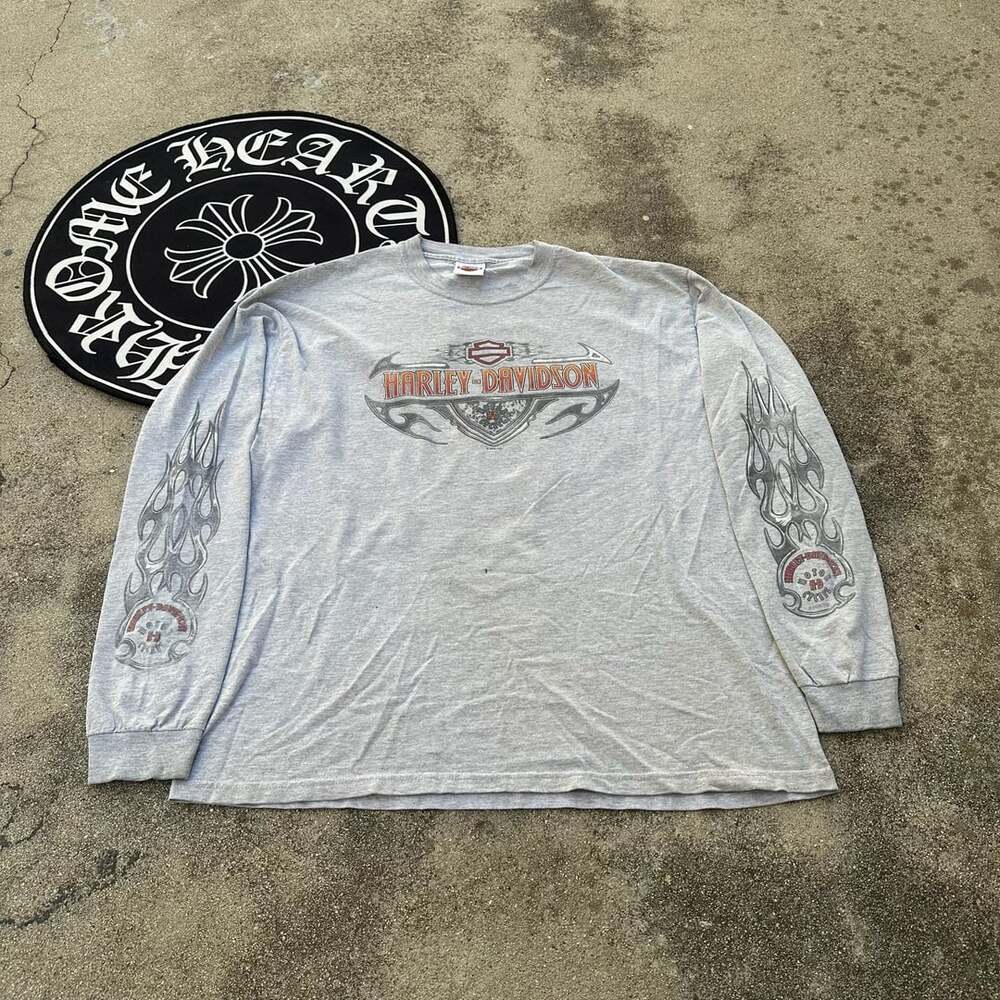 Vintage Y2K 2008 Harley-Davidson Flame Long Sleeve T-Shirt